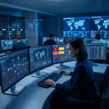 Security analyst reviewing network audit findings