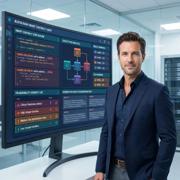 Analyst reviewing smart contract security findings