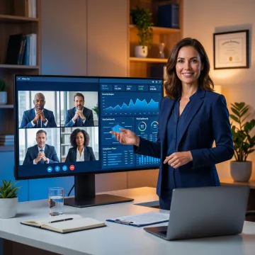 Cybersecurity consultant leading a virtual security strategy meeting
