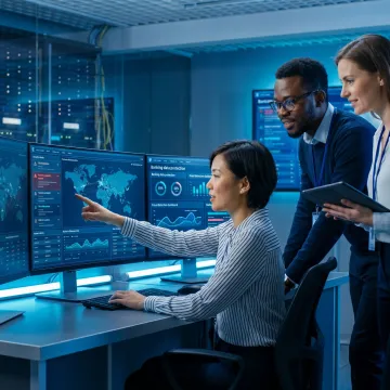 Cybersecurity analysts monitoring credit union systems