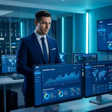 Managed security analyst reviewing cybersecurity posture reports