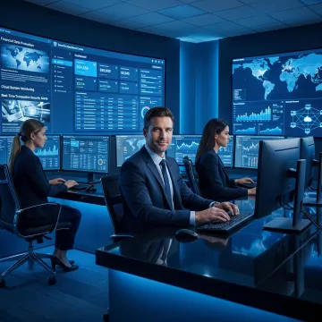 Security analysts monitoring financial data systems