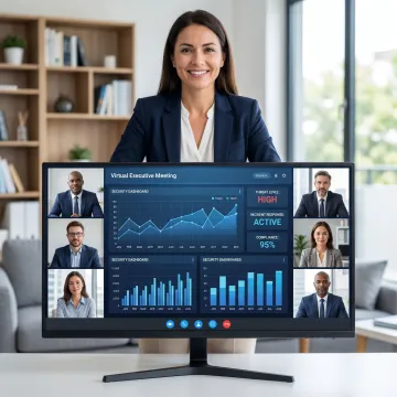 Security consultant leading a virtual cybersecurity strategy session