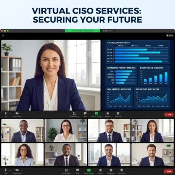 Cybersecurity advisor presenting security strategy remotely