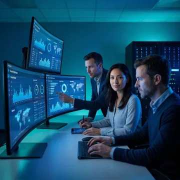 Cybersecurity team monitoring managed security systems