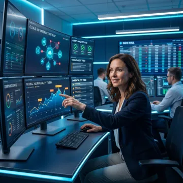 Managed security analyst reviewing risk reports