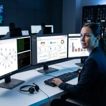 Security analyst reviewing cloud penetration testing dashboard