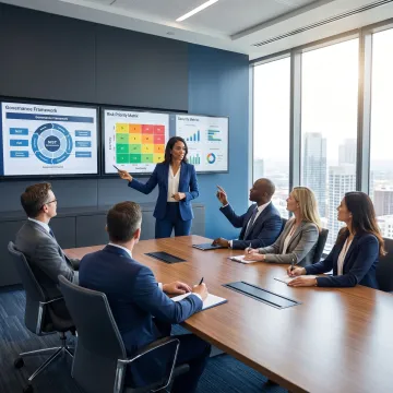 Cybersecurity consultant reviewing enterprise risk strategy