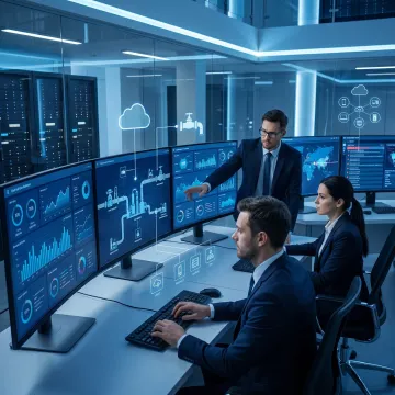 Security analysts monitoring oil and gas cybersecurity systems
