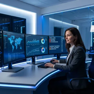Cybersecurity analyst reviewing network vulnerabilities