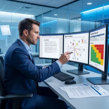 Consultant reviewing security control assessment findings