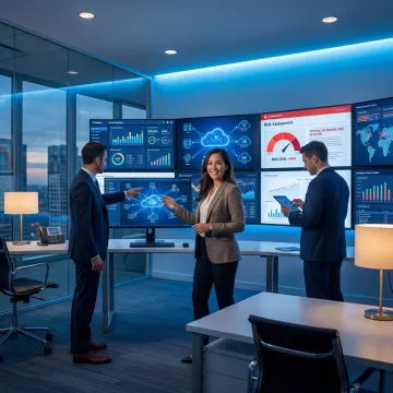 Cybersecurity consultants reviewing financial systems security