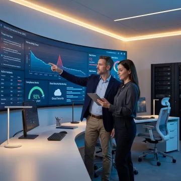 Security team reviewing managed cybersecurity metrics