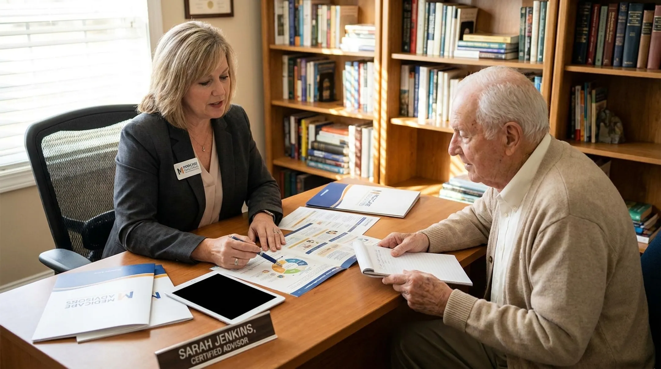 Medicare advisor reviewing personalized coverage options with senior client