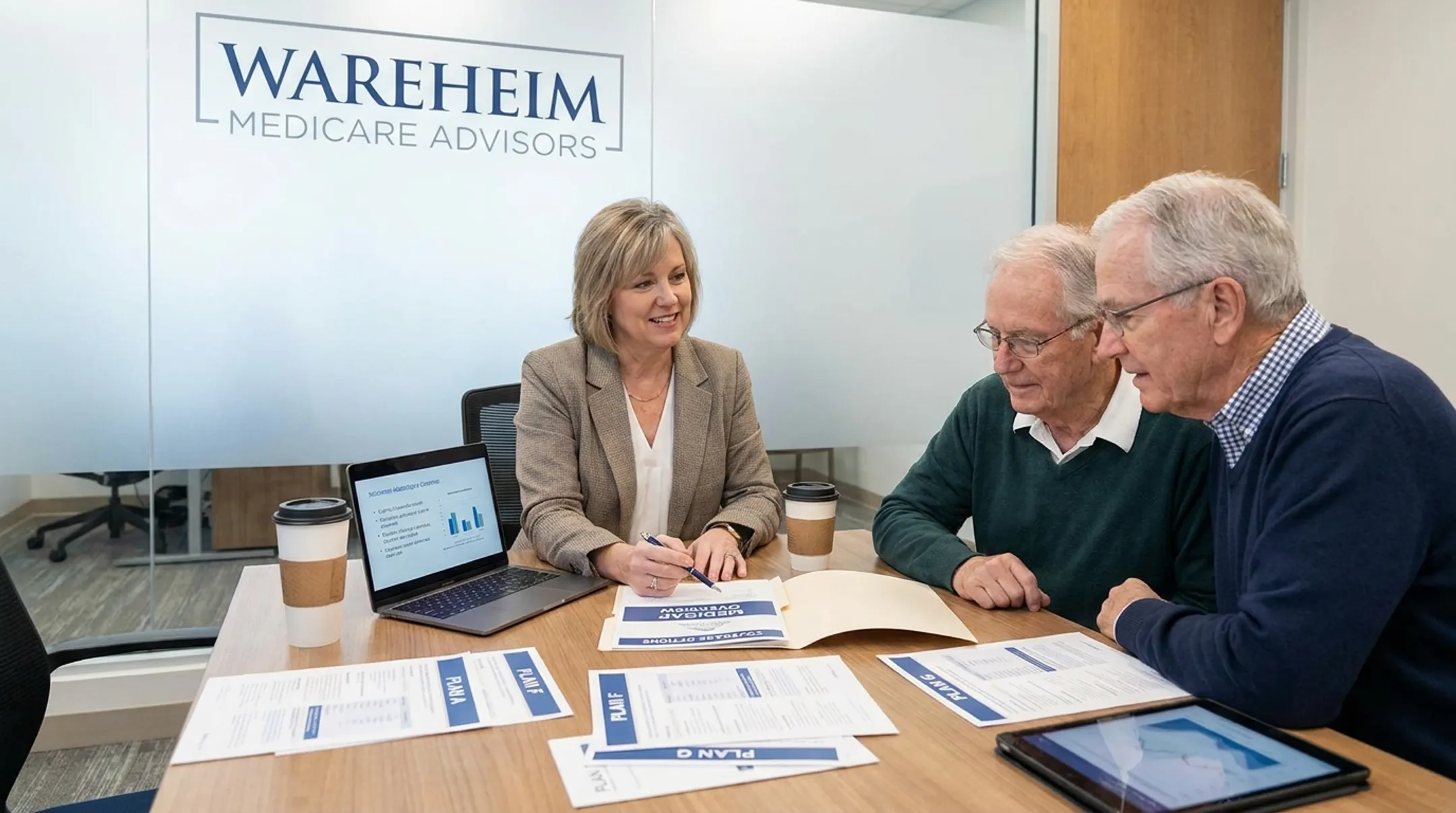 Medicare advisor reviewing supplemental insurance options with client