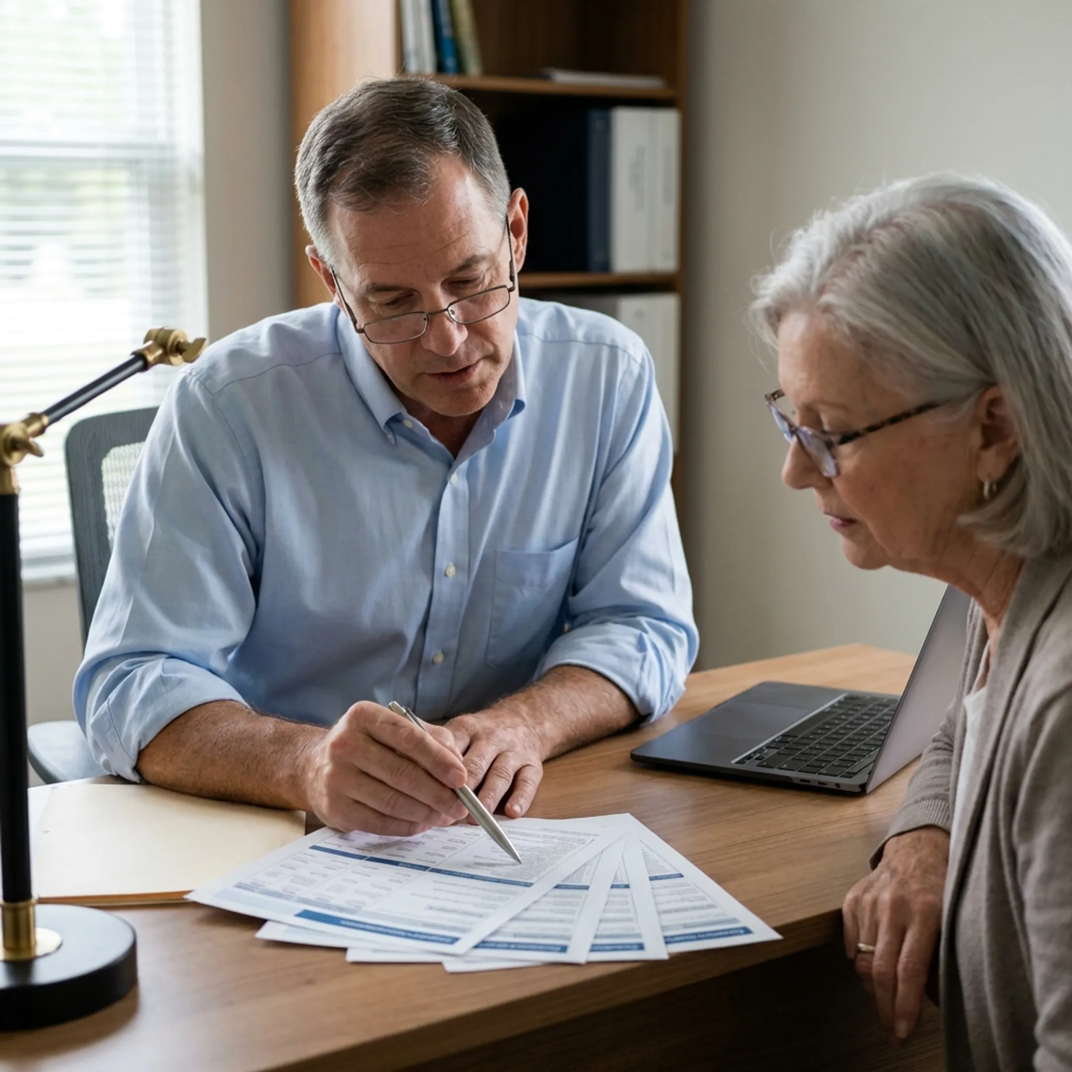 Advisor explaining Medicare plan options to a beneficiary