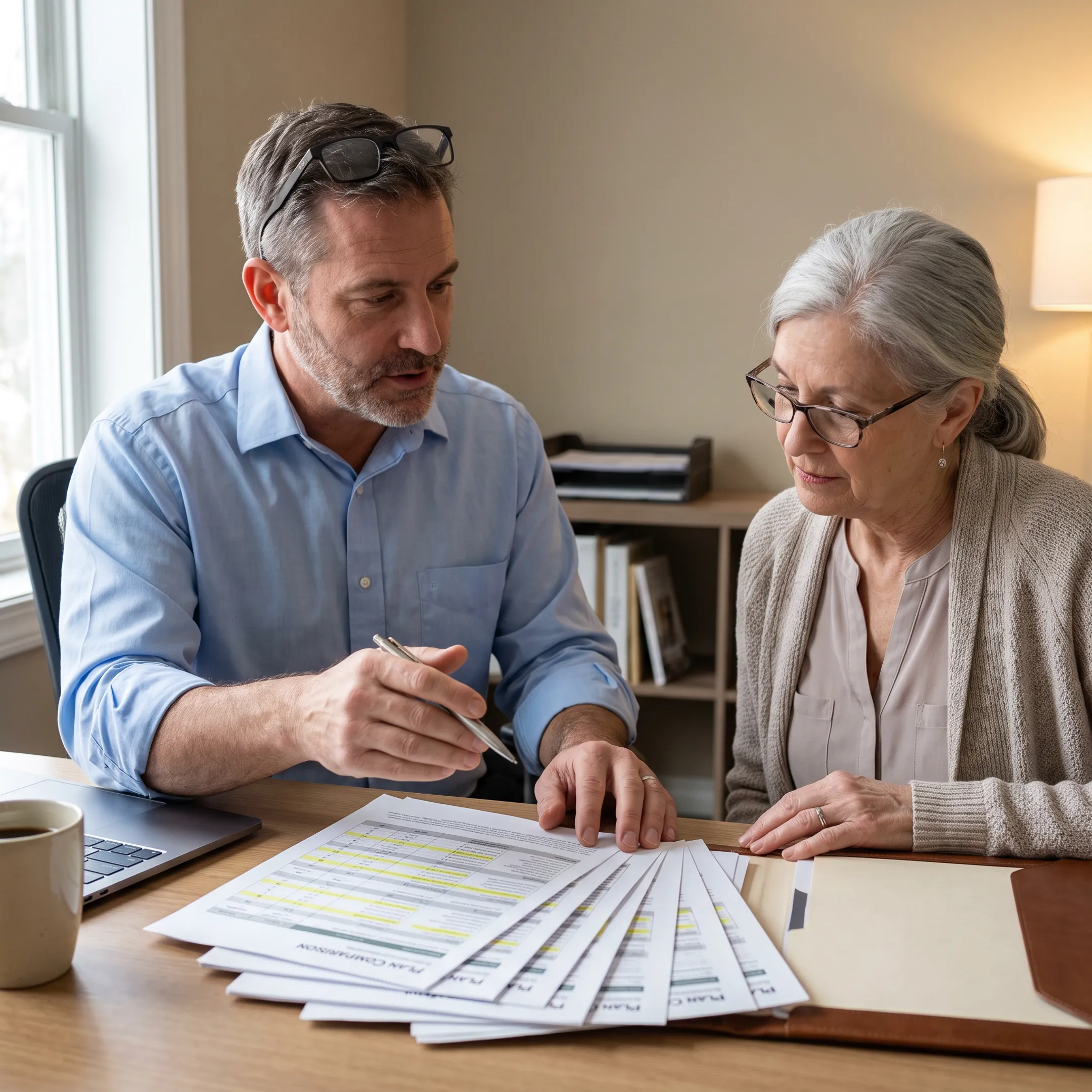 Medicare advisor reviewing coverage options with a beneficiary