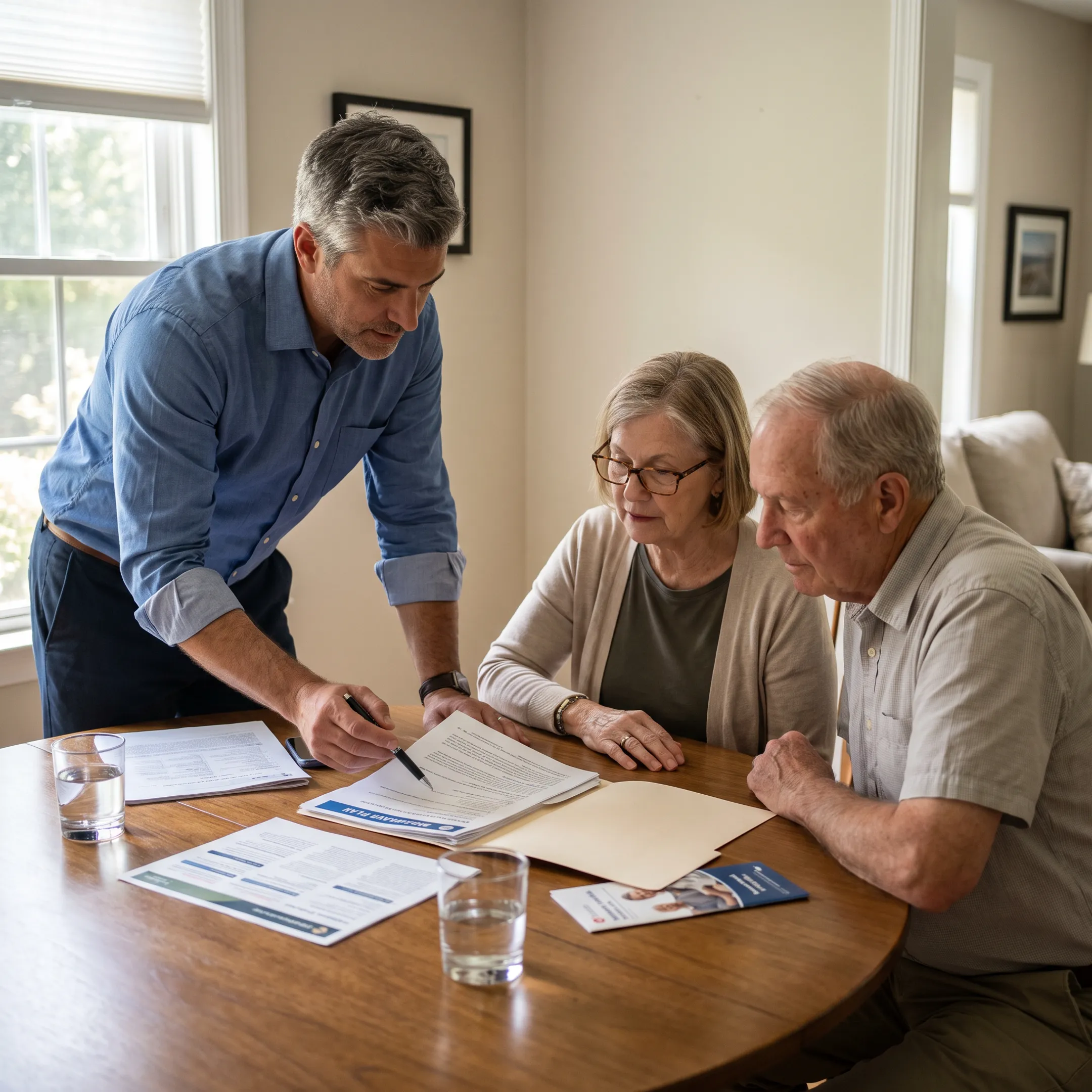 Medicare advisor discussing coverage options with a senior couple