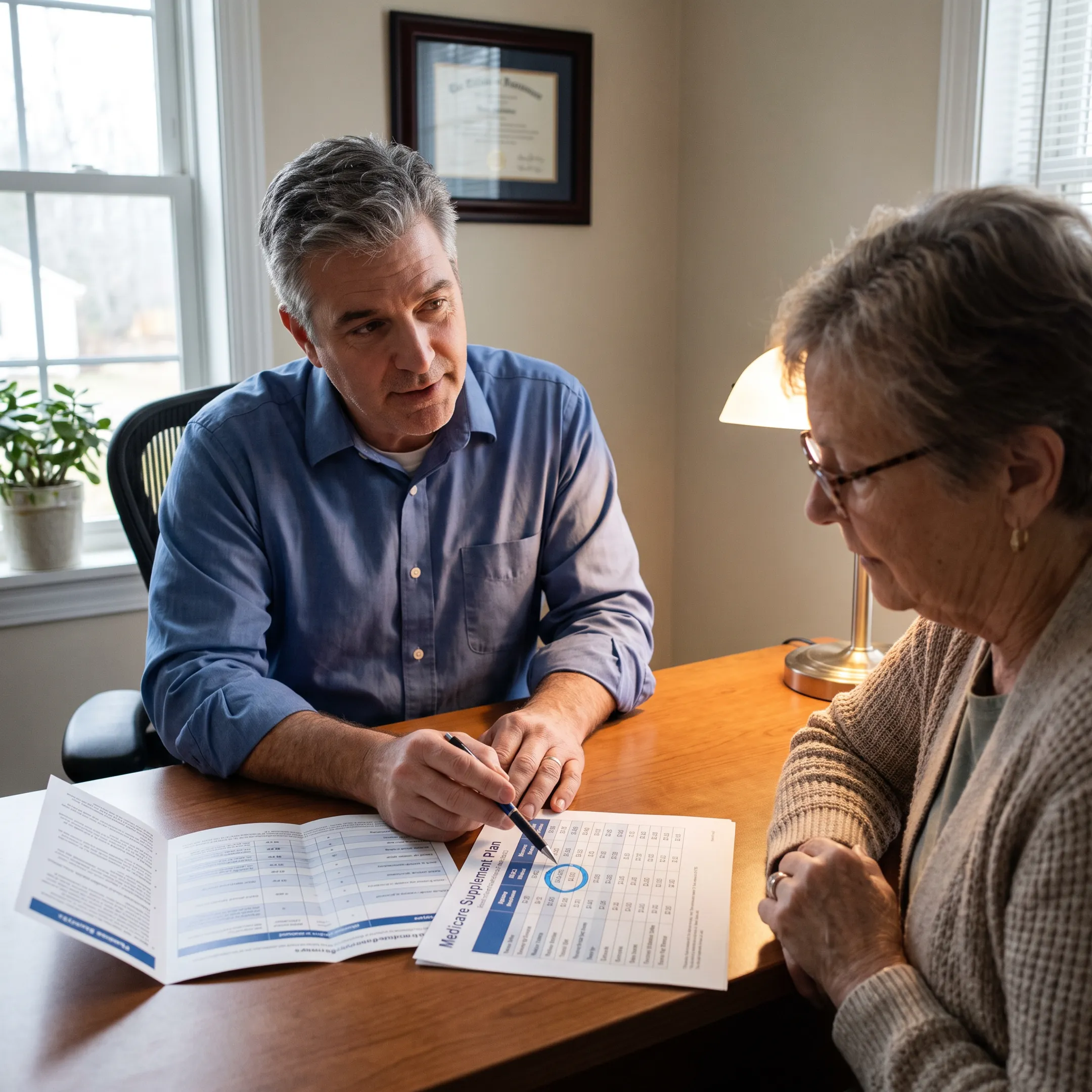 Advisor explaining Medicare Supplement options to a client
