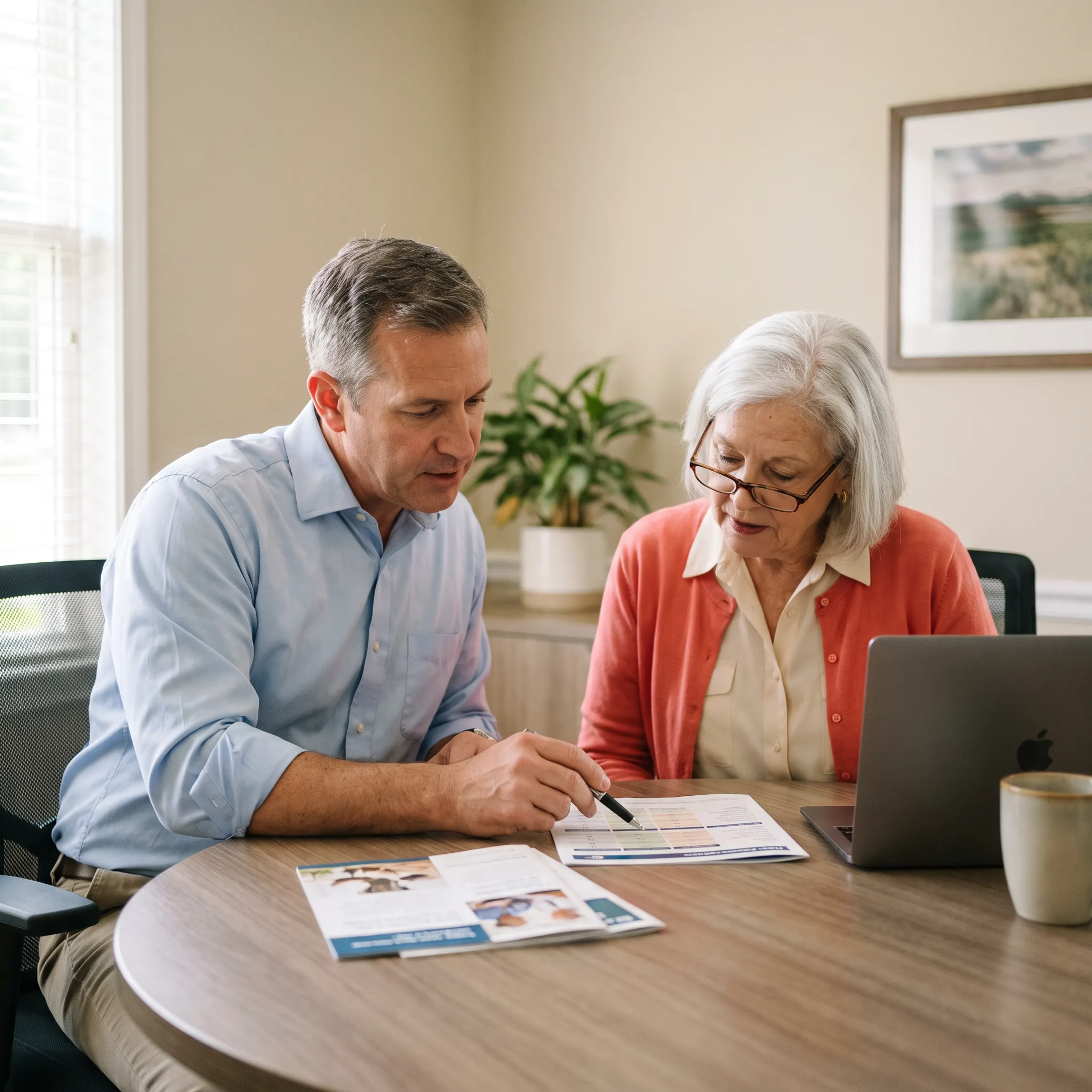 Medicare advisor discussing coverage options with a senior client