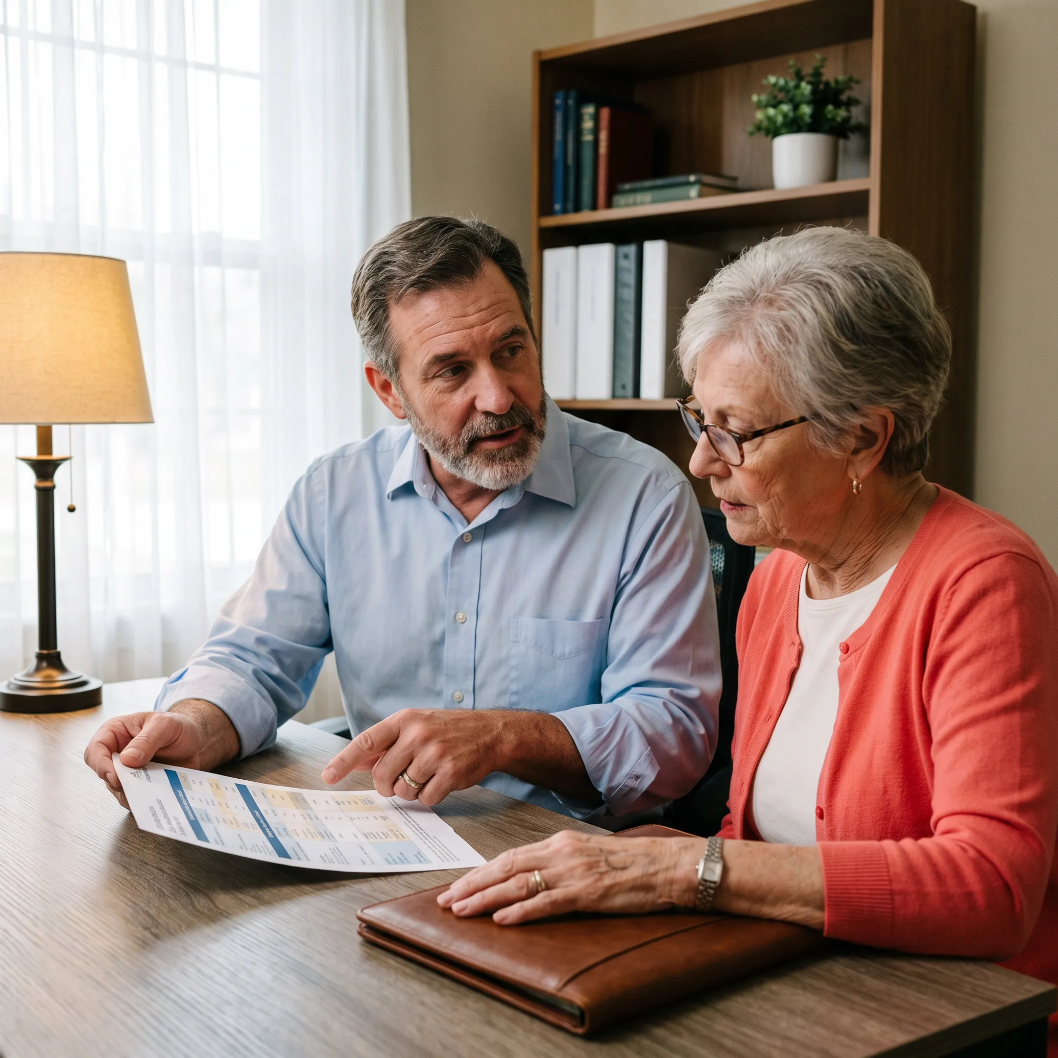 Medicare advisor reviewing coverage options with a senior client