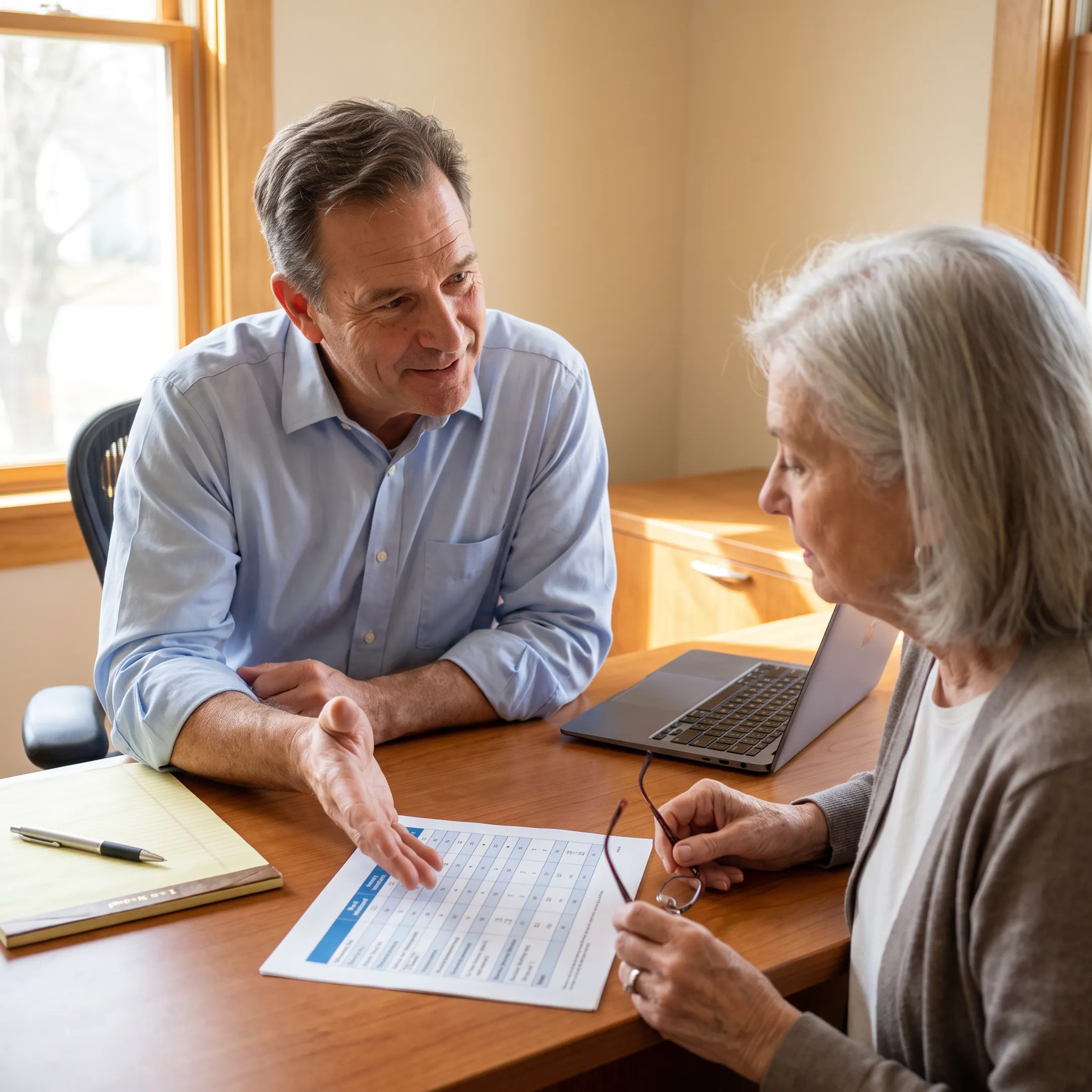 Advisor explaining Medicare plan choices to a beneficiary