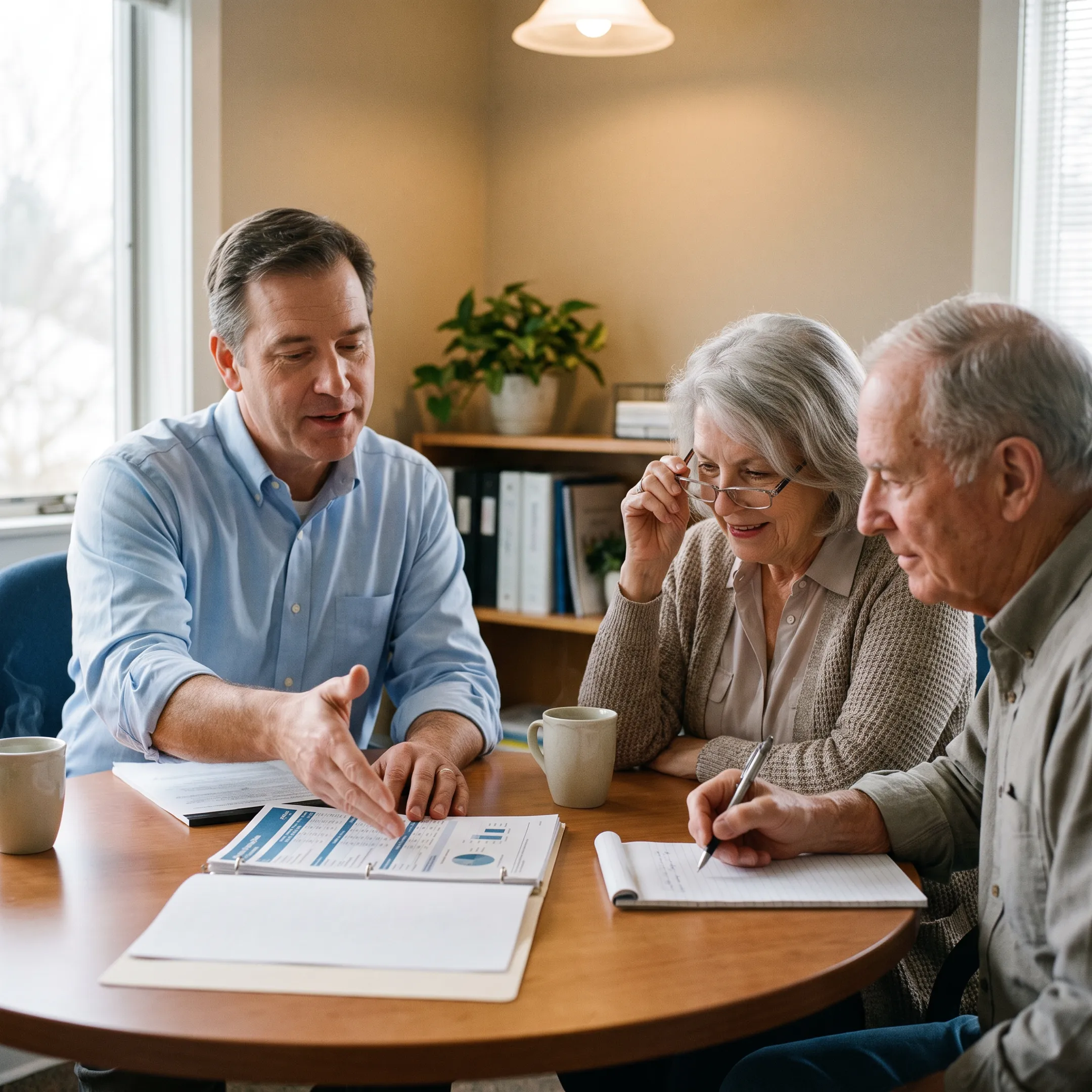 Medicare advisor discussing coverage options with a senior couple