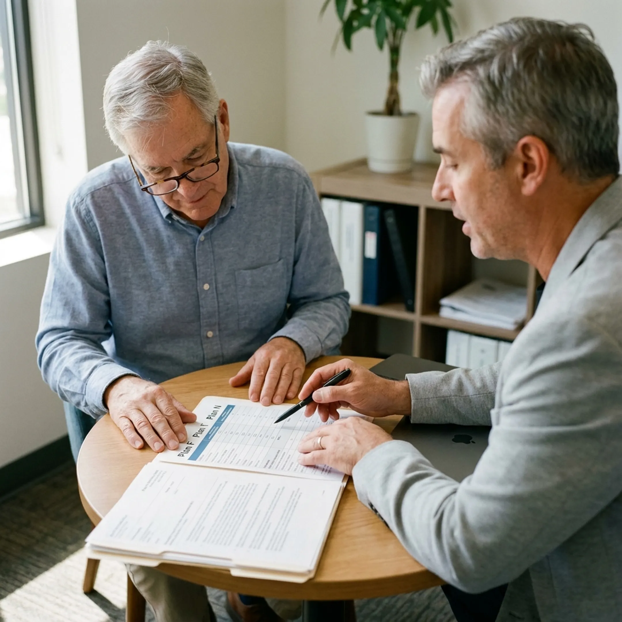 Medicare enrollee discussing plan options
