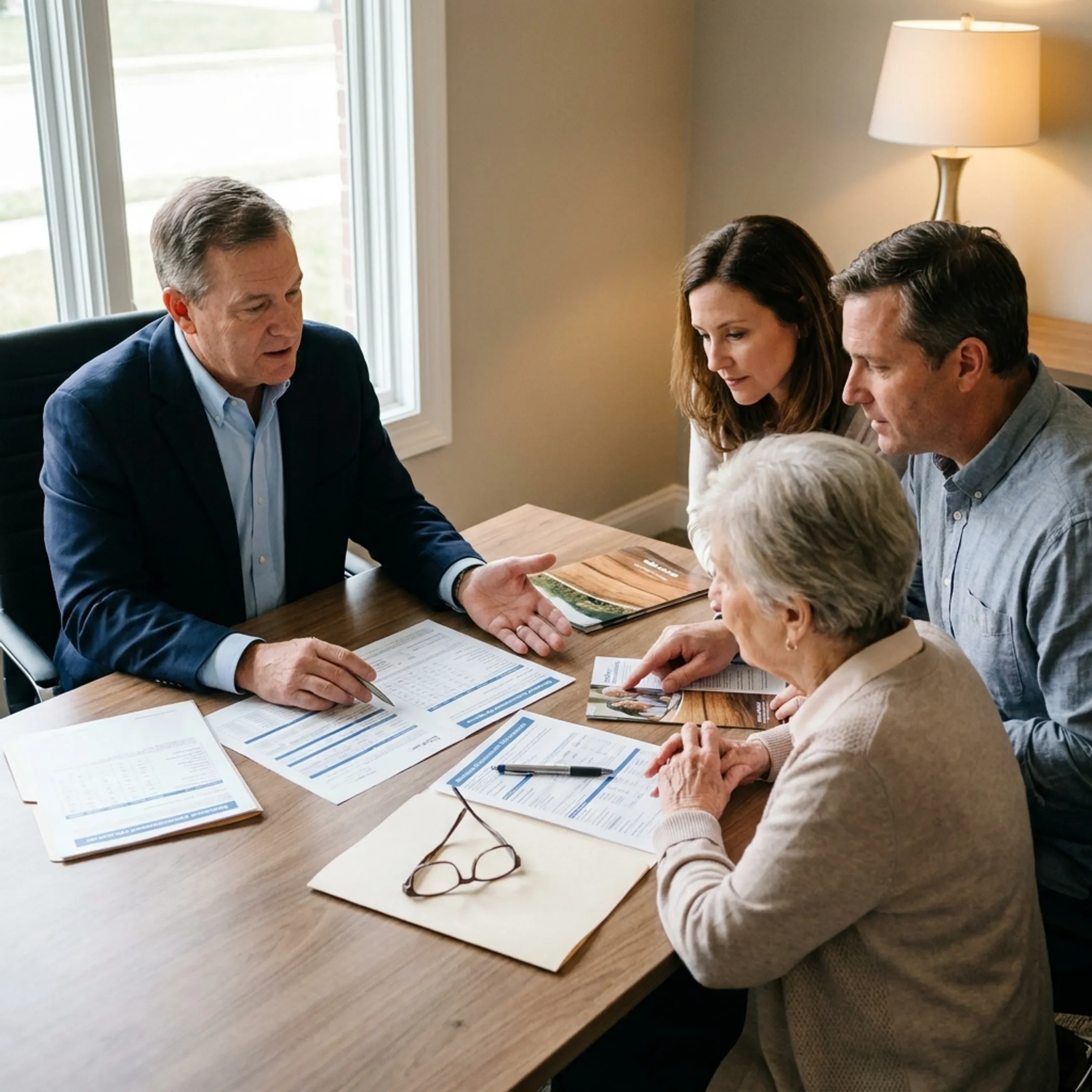 Family members discussing Medicare coverage