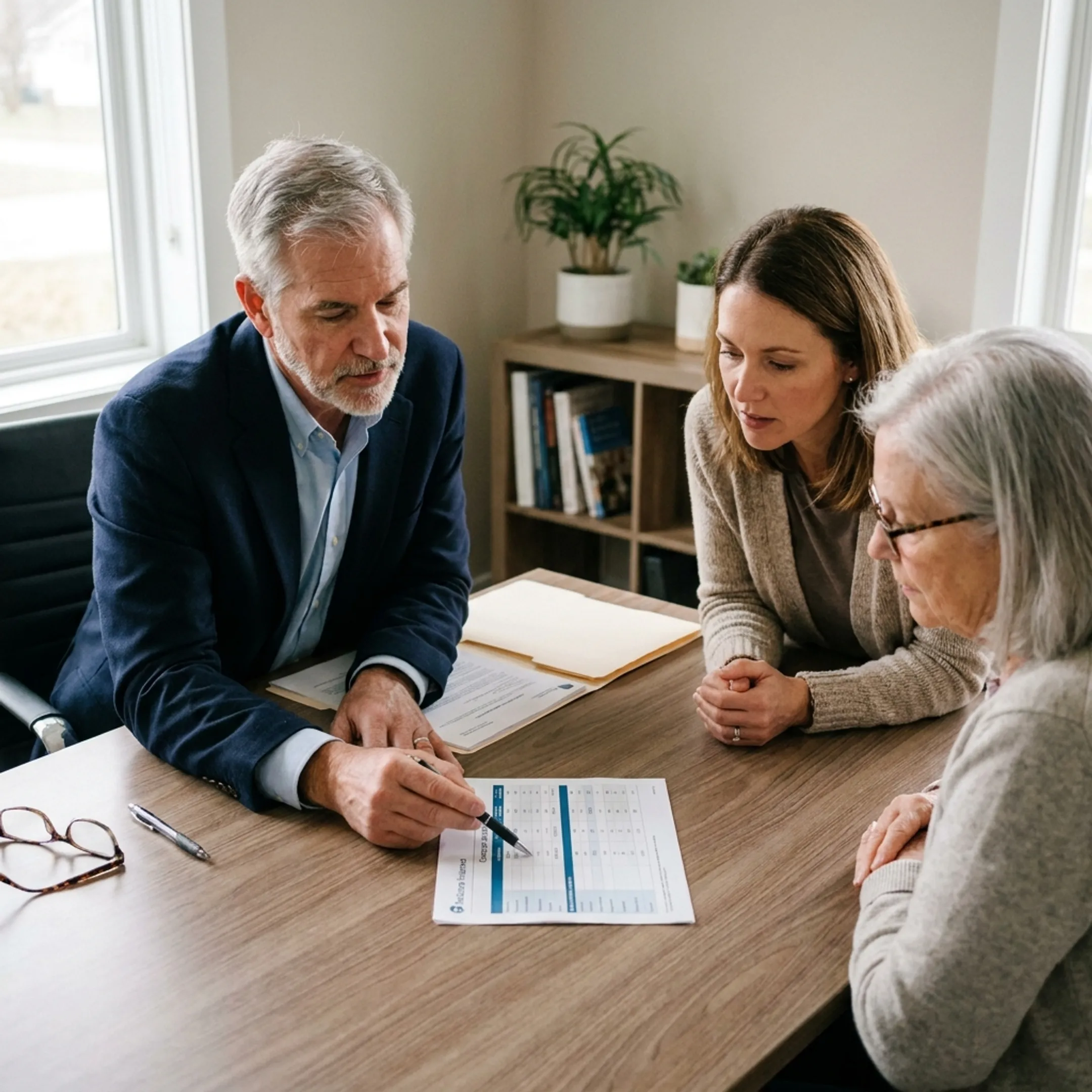 Family members discussing Medicare coverage