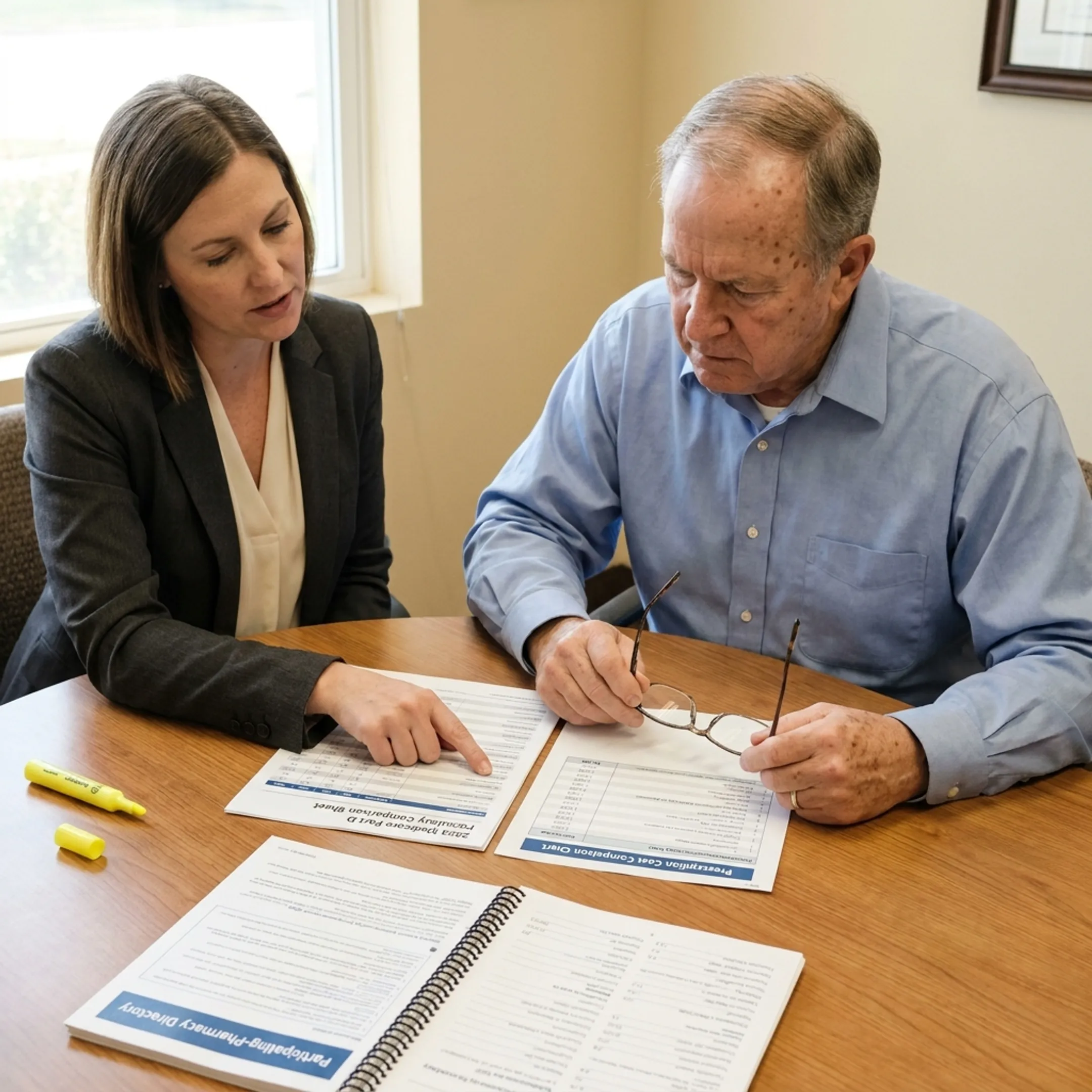 Seniors comparing medication coverage