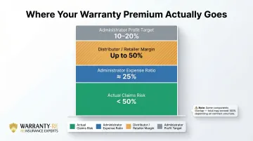 Warranty contract price breakdown showing claims administration margin and profit layers