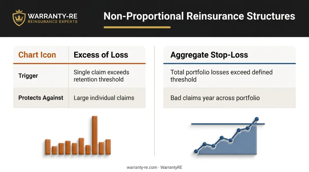 Excess of loss versus aggregate stop-loss reinsurance comparison chart for contractors
