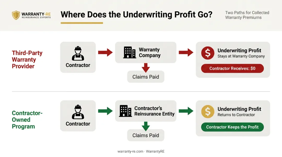 Premium flow diagram showing underwriting profit retained versus paid to third party