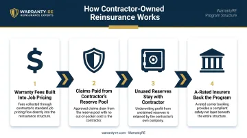 Four-step contractor-owned reinsurance warranty structure flow diagram