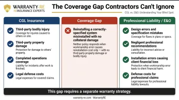 CGL versus professional liability insurance coverage gap comparison for contractors