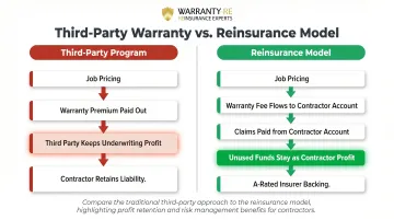 Contractor-owned reinsurance model warranty fee flow diagram versus third-party program