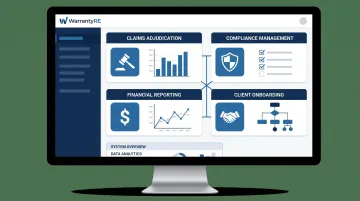 WarrantyRE full-service warranty administration dashboard showing compliance and claims management