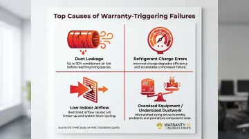 Four primary HVAC installation faults that degrade efficiency and trigger warranty claims