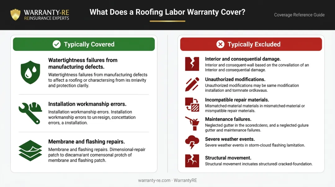 Commercial roofing warranty covered versus excluded conditions comparison chart