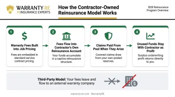 Contractor-owned reinsurance four-step profit flow structure compared to third-party model