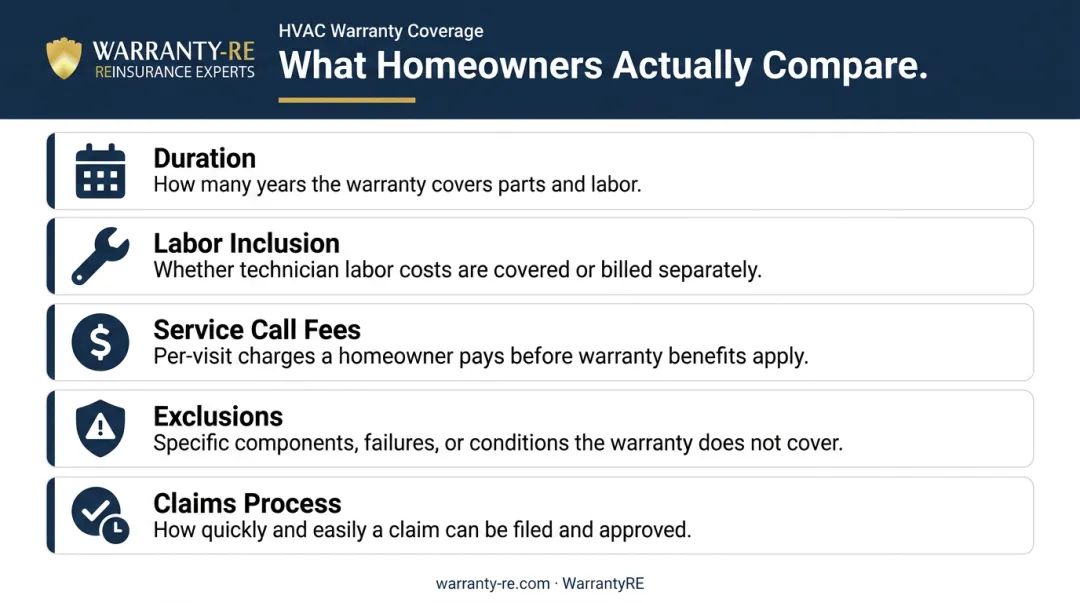 Five key HVAC warranty coverage factors homeowners compare before signing contracts