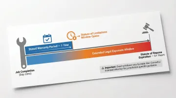 Plumbing contractor warranty liability timeline from job completion to statute expiration