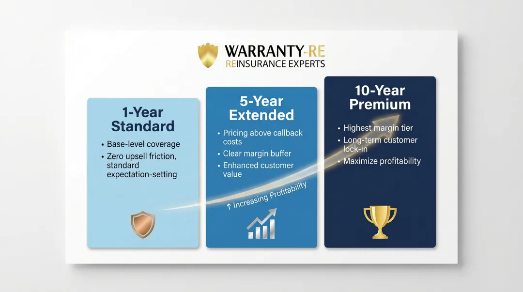 Three-tier HVAC labor warranty pricing structure comparison from standard to premium coverage