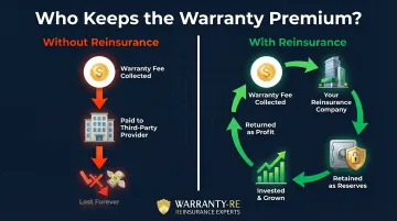 Before and after reinsurance warranty revenue flow comparison for plumbing contractors