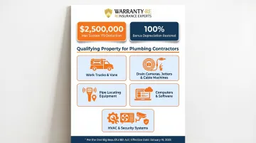 Section 179 and bonus depreciation qualifying plumbing equipment deductions infographic 2025