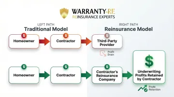 Contractor-owned reinsurance warranty profit flow diagram versus third-party model