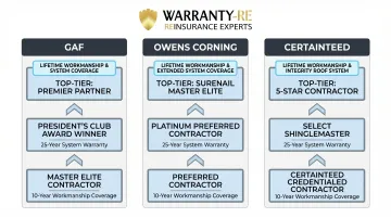 GAF Owens Corning CertainTeed manufacturer warranty tier ladder comparison chart
