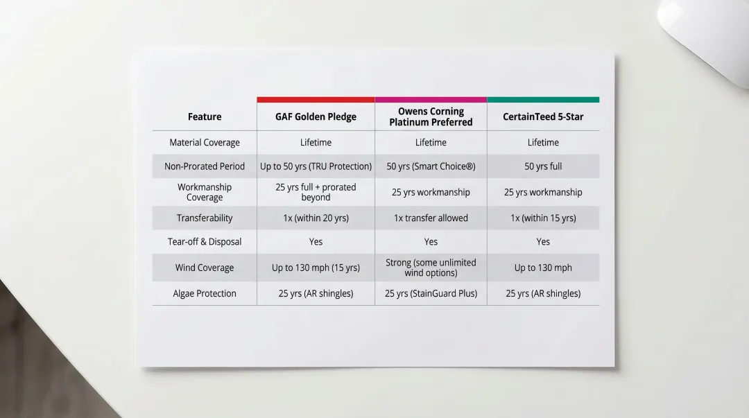GAF Owens Corning CertainTeed manufacturer certified contractor program comparison overview