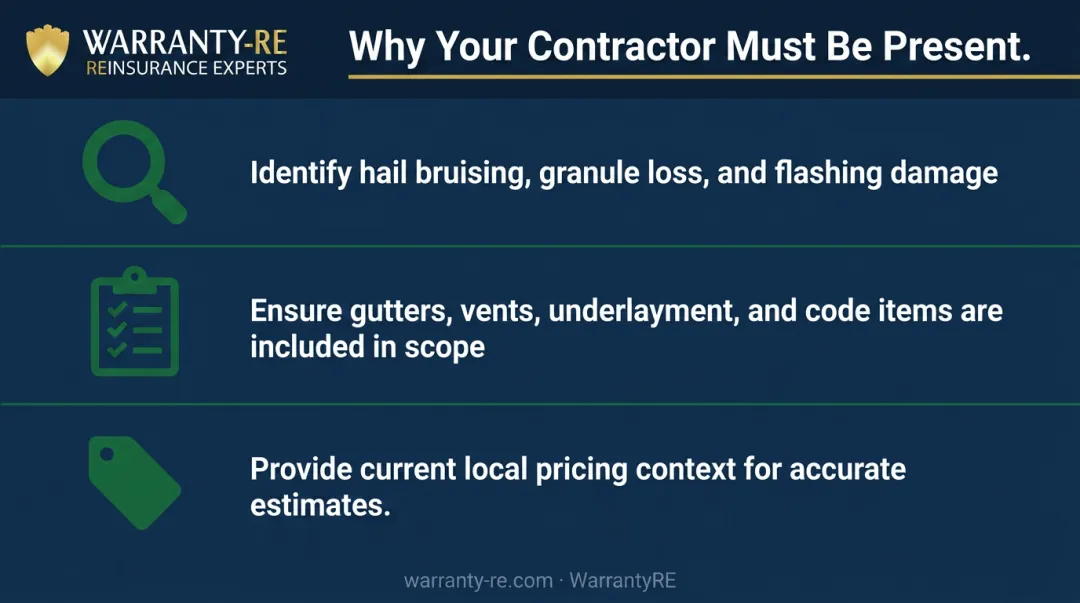Roofing contractor role during insurance adjuster inspection three key responsibilities